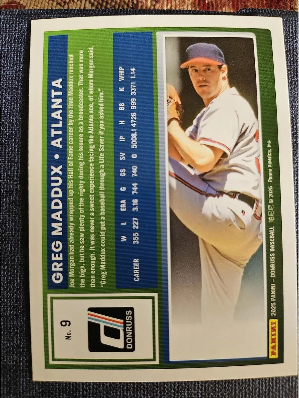 Greg Maddux - 2025 Panini Donruss baseball - #9 - Braves - RAW Mint